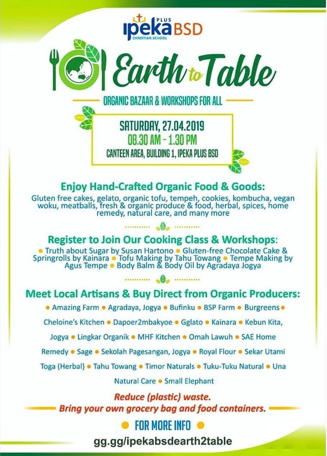 Earth to Table - Organic Bazaar & Workshops for all